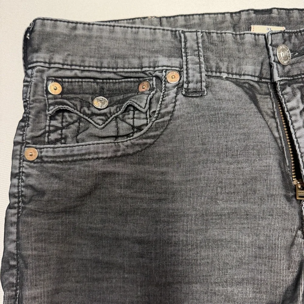 Vintage True Religion Rickey Men's 33x30 Seat 34 Corduroy Jeans Black Gray Y2K